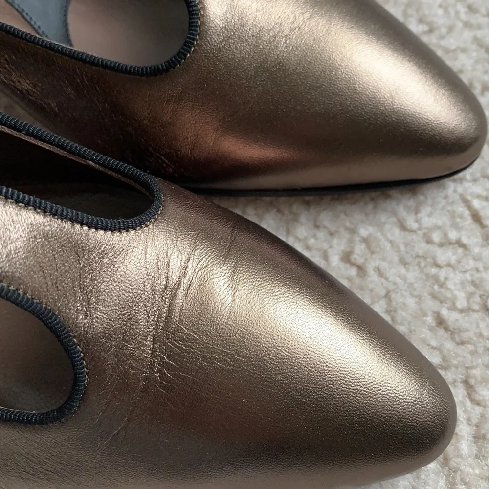 MARNI “Dorsey” T-strap kitten heel metallic leather shoes - Picture 3 of 11